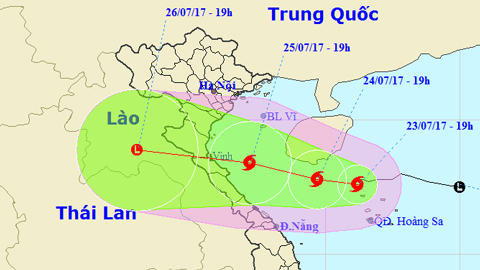 Tin bão gần bờ cơn bão số 4 (Hồi 19 giờ ngày 23-7)