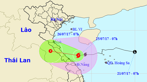 Tin bão khẩn cấp cơn bão số 4 (Hồi 8 giờ ngày 25-7)