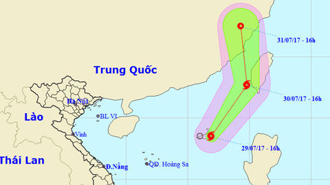 Tin bão trên Biển Đông cơn bão số 5 (Hồi 16 giờ ngày 29-7)