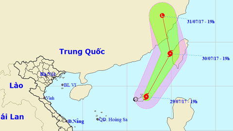 Tin bão trên Biển Đông cơn bão số 5 (Hồi 19 giờ ngày 29-7)