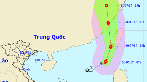 Tin bão trên Biển Đông cơn bão số 5 (Hồi 7 giờ ngày 30-7)