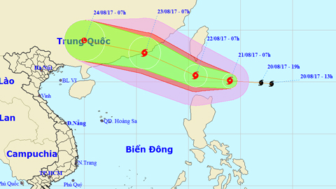 Tin bão gần Biển Đông (Hồi 7 giờ ngày 21-8)