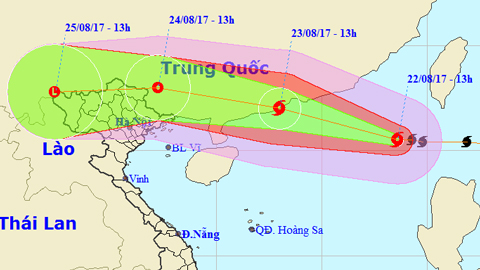 Tin bão trên Biển Đông cơn bão số 6 (Hồi 13 giờ ngày 22-8)