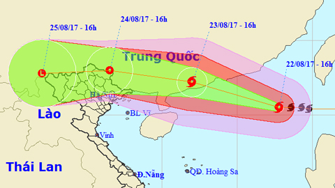 Tin bão trên Biển Đông cơn bão số 6 (Hồi 16 giờ ngày 22-8)