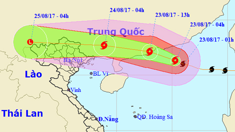 Tin bão trên Biển Đông cơn bão số 6 (Hồi 4 giờ ngày 23-8)