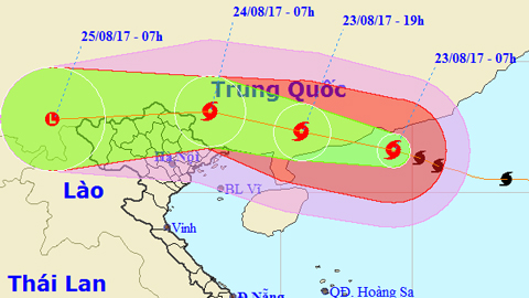 Tin bão trên Biển Đông cơn bão số 6 (Hồi 7 giờ ngày 23-8)