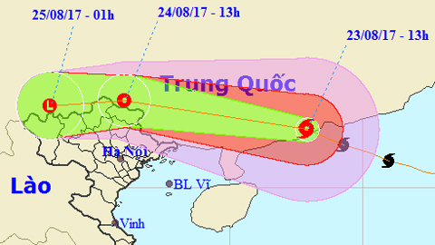 Tin bão trên đất liền cơn bão số 6 (Hồi 13 giờ ngày 23-8)