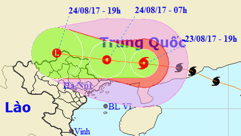 Tin bão trên đất liền cơn bão số 6 (Hồi 19 giờ ngày 23-8)