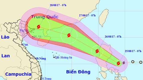 Tin bão gần Biển Đông (Hồi 7 giờ ngày 25-8)