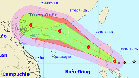 Tin bão gần Biển Đông (Hồi 13 giờ ngày 25-8)