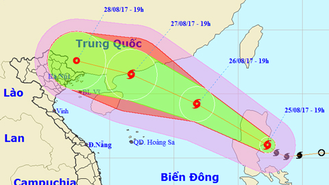 Tin bão gần Biển Đông (Hồi 19 giờ ngày 25-8)