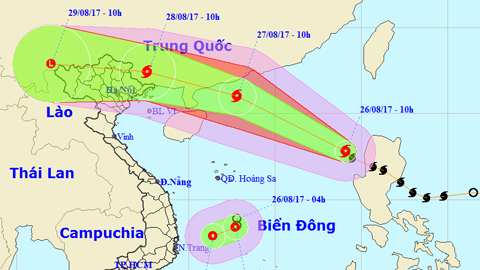 Tin bão trên Biển Đông cơn bão số 7 và Tin áp thấp nhiệt đới trên Biển Đông (Hồi 10 giờ ngày 26-8)