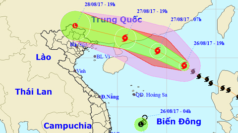 Tin bão trên Biển Đông cơn bão số 7 và Tin áp thấp nhiệt đới trên Biển Đông (Hồi 19 giờ ngày 26-8)