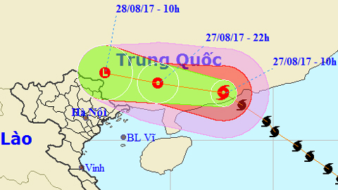 Tin bão trên đất liền cơn bão số 7 (Hồi 10 giờ ngày 27-8)