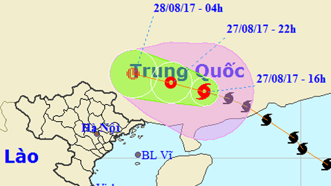 Tin bão trên đất liền cơn bão số 7 (Hồi 16 giờ ngày 27-8)