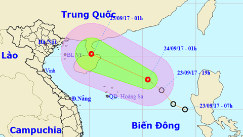 Tin áp thấp nhiệt đới trên Biển Đông (Hồi 19 giờ ngày 23-9)