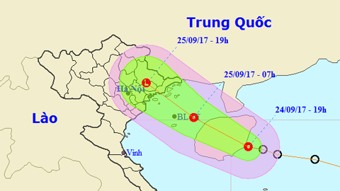 Tin áp thấp nhiệt đới gần bờ (Hồi 19 giờ ngày 24-9)
