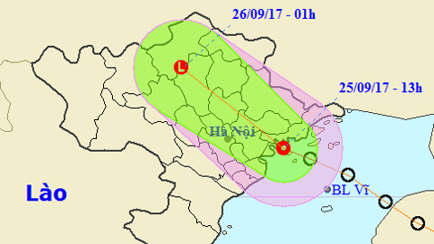 Tin áp thấp nhiệt đới trên đất liền (Hồi 13 giờ ngày 25-9)