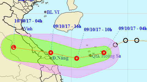 Tin áp thấp nhiệt đới gần bờ (Hồi 4 giờ ngày 9-10)