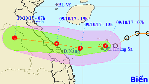 Tin áp thấp nhiệt đới gần bờ (Hồi 7 giờ ngày 9-10)