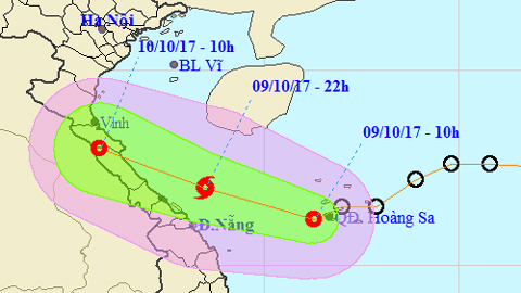 Tin áp thấp nhiệt đới gần bờ (Hồi 10 giờ ngày 9-10)