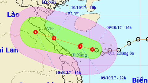 Tin áp thấp nhiệt đới gần bờ (Hồi 16 giờ ngày 9-10)