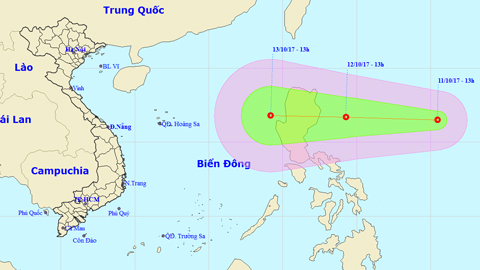 Tin áp thấp nhiệt đới gần Biển Đông (Hồi 13 giờ ngày 11-10)