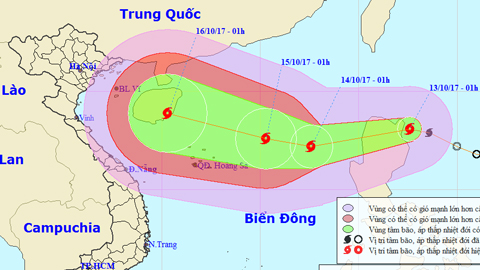Tin bão gần Biển Đông (Hồi 1 giờ ngày 13-10)