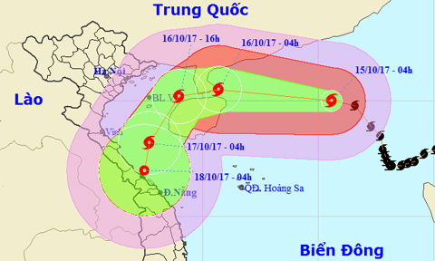 Tin bão trên Biển Đông cơn bão số 11 (Hồi 4 giờ ngày 15-10)