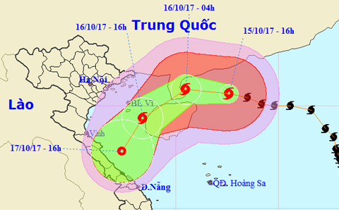 Tin bão trên Biển Đông cơn bão số 11 (Hồi 16 giờ ngày 15-10)