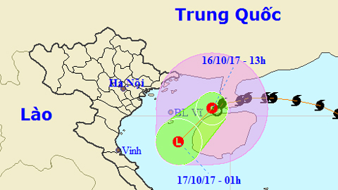 Tin áp thấp nhiệt đới gần bờ (Hồi 13 giờ ngày 16-10)