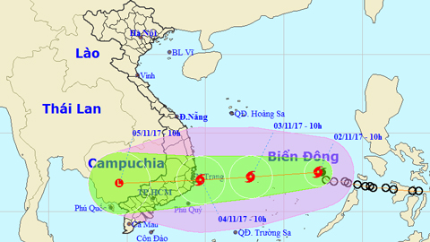 Tin bão trên Biển Đông cơn bão số 12 (Hồi 10 giờ ngày 2-11)