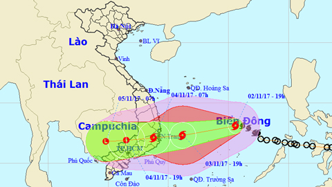 Tin bão trên gần bờ cơn bão số 12 (Hồi 19 giờ ngày 2-11)