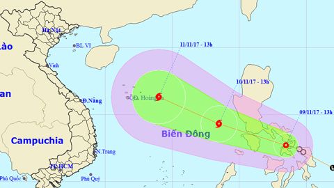 Tin áp thấp nhiệt đới gần Biển Đông (Hồi 13 giờ ngày 9-11)