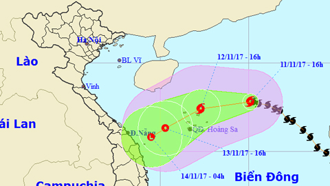 Tin bão trên Biển Đông cơn bão số 13 (Hồi 16 giờ ngày 11-11)