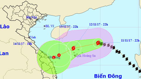 Tin bão trên Biển Đông cơn bão số 13 (Hồi 22 giờ ngày 11-11)