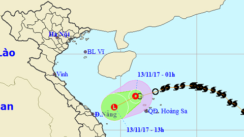 Tin áp thấp nhiệt đới trên Biển Đông (Hồi 1 giờ ngày 13-11)