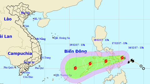 Tin bão gần Biển Đông (Hồi 13 giờ ngày 16-12)