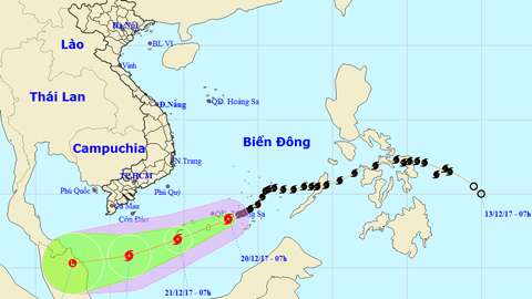 Tin bão trên Biển Đông cơn bão số 15 (Hồi 7 giờ ngày 20-12)