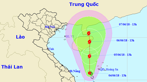 Tin áp thấp nhiệt đới gần bờ (Hồi 13 giờ ngày 4-6)