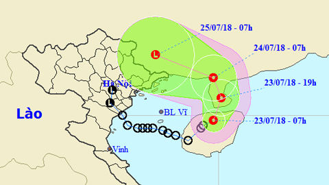 Tin áp thấp nhiệt đới trên đảo Hải Nam (Hồi 7 giờ ngày 23-7)