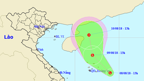 Tin về vùng áp thấp trên khu vực giữa Biển Đông (Hồi 13 giờ ngày 8-8)