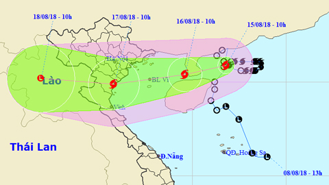 Tin bão khẩn cấp cơn bão số 4 (Hồi 10 giờ ngày 15-8)