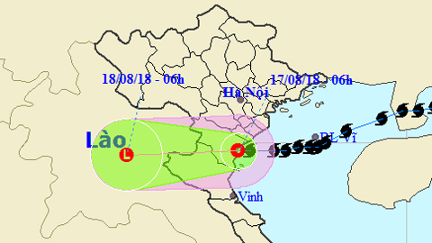 Tin áp thấp nhiệt đới trên đất liền (Hồi 6 giờ ngày 17-8)