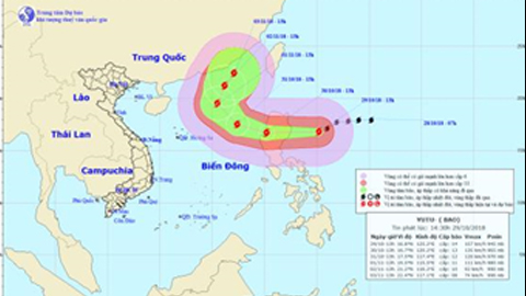 Tin bão gần Biển Đông  (Siêu bão YUTU) chiều 29-10-2018