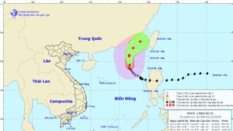 Tin bão số 7 sáng ngày 1-11-2018