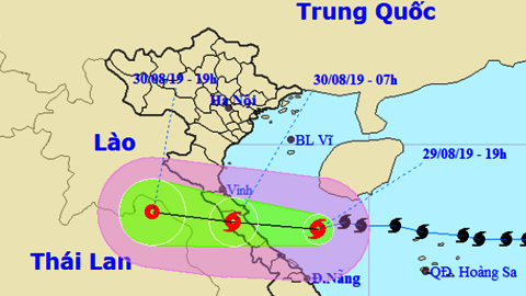 TIN BÃO KHẨN CẤP (Cơn bão số 4) lúc 19 giờ ngày 29-8-2019