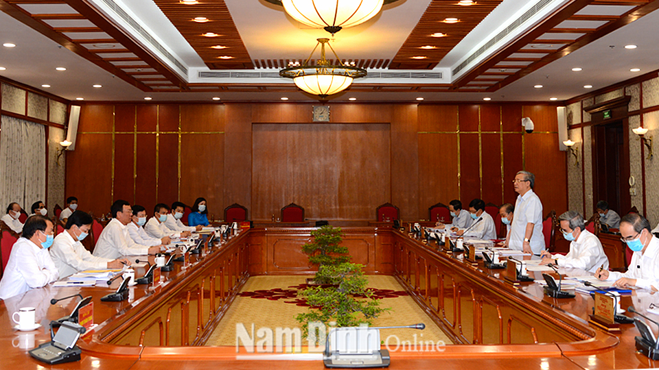 Bộ Chính trị, Ban Bí thư làm việc với Tỉnh ủy Nam Định  về công tác chuẩn bị Đại hội Đảng bộ tỉnh lần thứ XX (nhiệm kỳ 2020-2025)