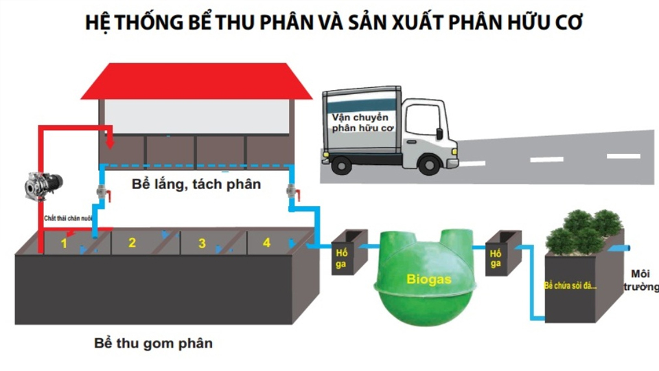 Kỹ thuật xây dựng hệ thống bể thu phân và sản xuất phân hữu cơ