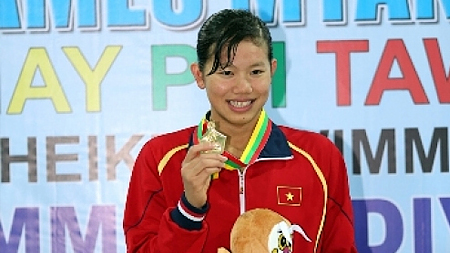 Kình ngư Ánh Viên thi đấu thành công ở SEA Games 27. Ảnh: PHƯƠNG NGHI 